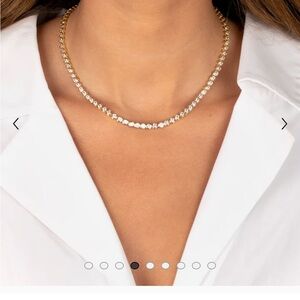 Adina Eden Gold Tennis Necklace - round stoned - Brand New